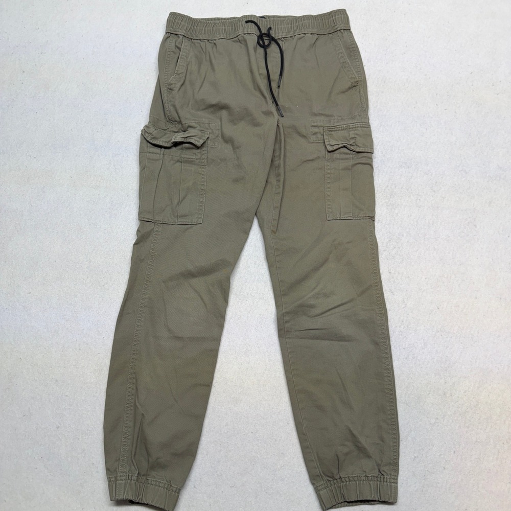 Aeropostale Mens Cargo Jogger Pants Olive Green Elastic Waist Skater Size S